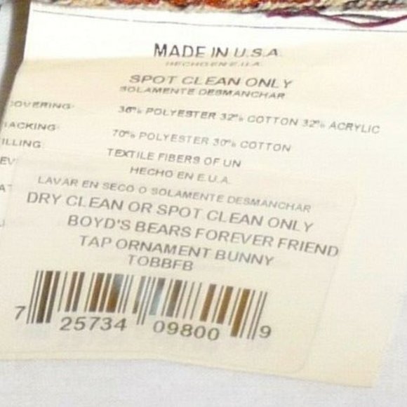 Boyds Bears & Friends Small Tapestry Pillow w/ribbon hanger - Bunny - Picture 3 of 3